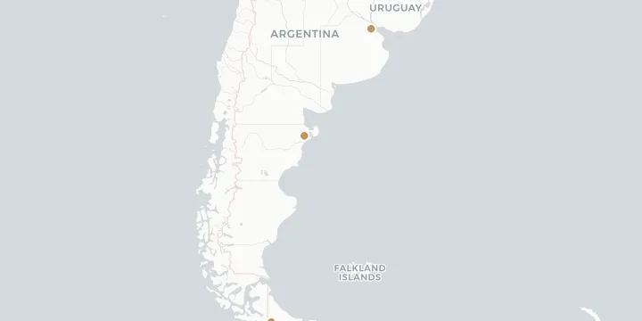 Karte der Kreuzfahrthäfen in Argentinien mit 3 Anlegern