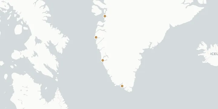 Karte der Kreuzfahrthäfen in Grönland mit 4 Anlegern