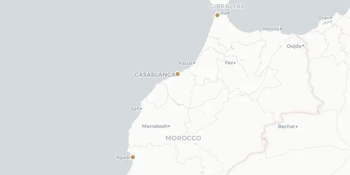 Karte der Kreuzfahrthäfen in Marokko mit 3 Anlegern