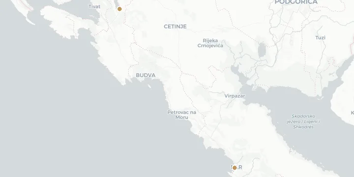 Karte der Kreuzfahrthäfen in Montenegro mit 2 Anlegern