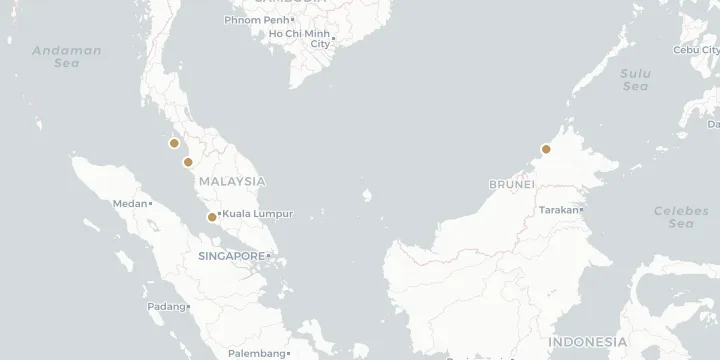 Karte der Kreuzfahrthäfen in Malaysia mit 4 Anlegern