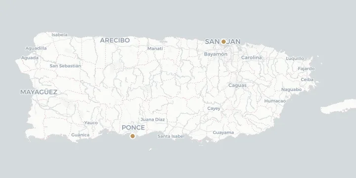 Karte der Kreuzfahrthäfen in Puerto Rico mit 2 Anlegern