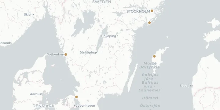 Karte der Kreuzfahrthäfen in Schweden mit 5 Anlegern