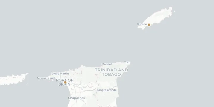 Karte der Kreuzfahrthäfen in Trinidad & Tobago mit 2 Anlegern